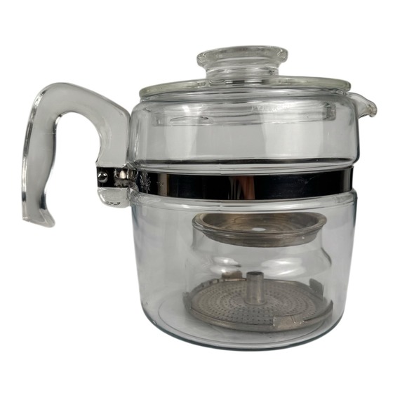 Vintage Pyrex Flameware 6 Cup Clear Glass Luxe CottageCoffee Pot Percolator E72Q - Picture 1 of 11